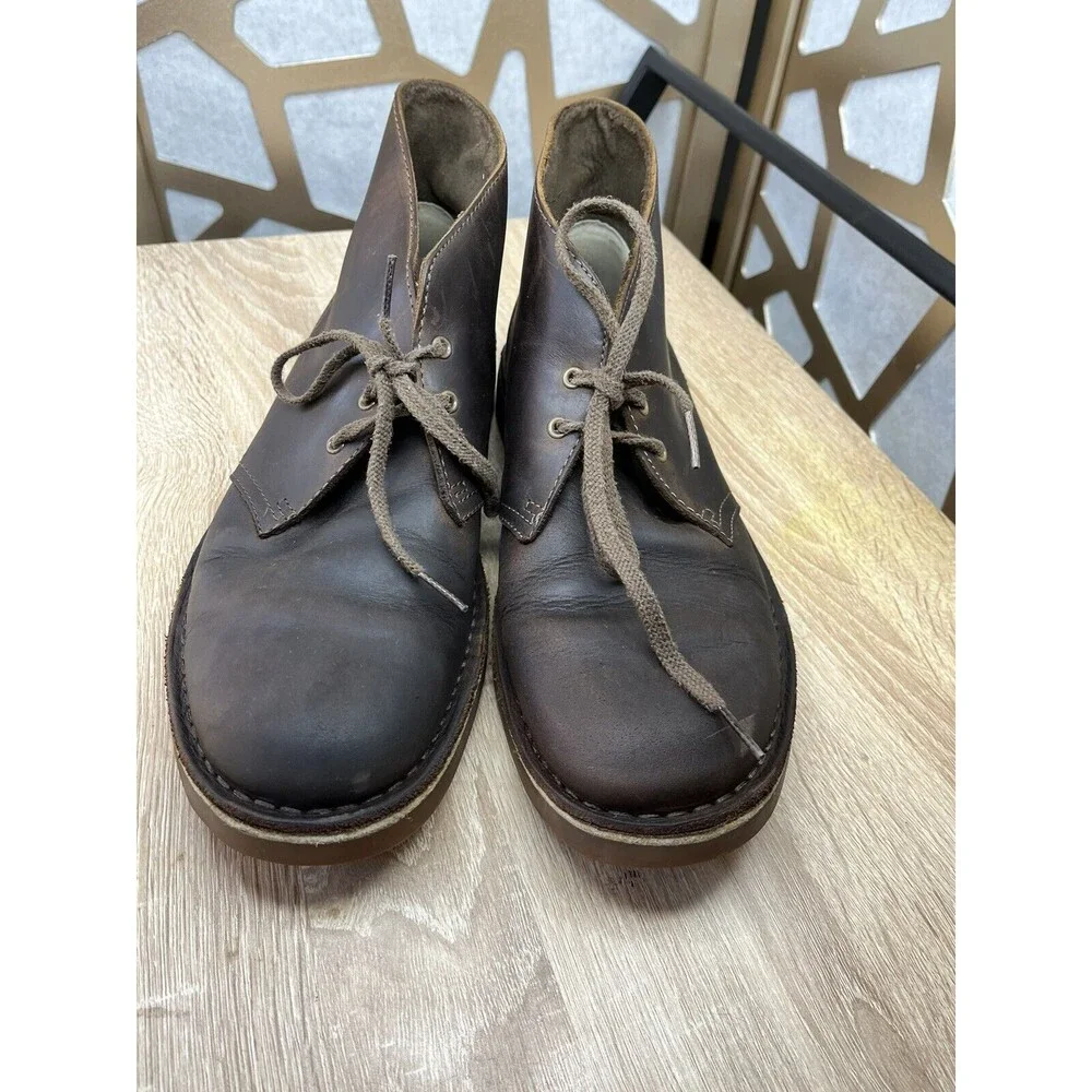 CLARKS BUSHACRE 2 DESERT Ankle Chukka BOOTS Men Brown 10 M Leather Nubuck